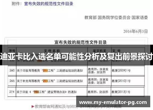 迪亚卡比入选名单可能性分析及复出前景探讨